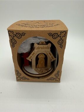 Old World Christmas Ginger Cottages Wooden Ornament K-9 Labradoodle Christmas